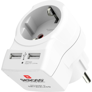 Skross Home Adapter Europe To Europe USB White