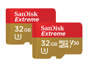 Sandisk SDHC Memory Card Extreme 32GB + 100 MB/S 2 Pack
