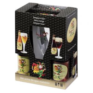 Brugse Zot Blonde and Double with Glass Gift Box 4x33cl